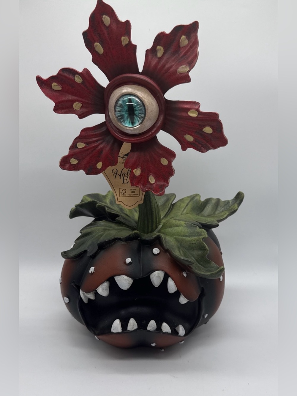 Hallow's Eve Halloween Pumpkin Plant Monster Figurine Spooky Eyeball Flower NEW